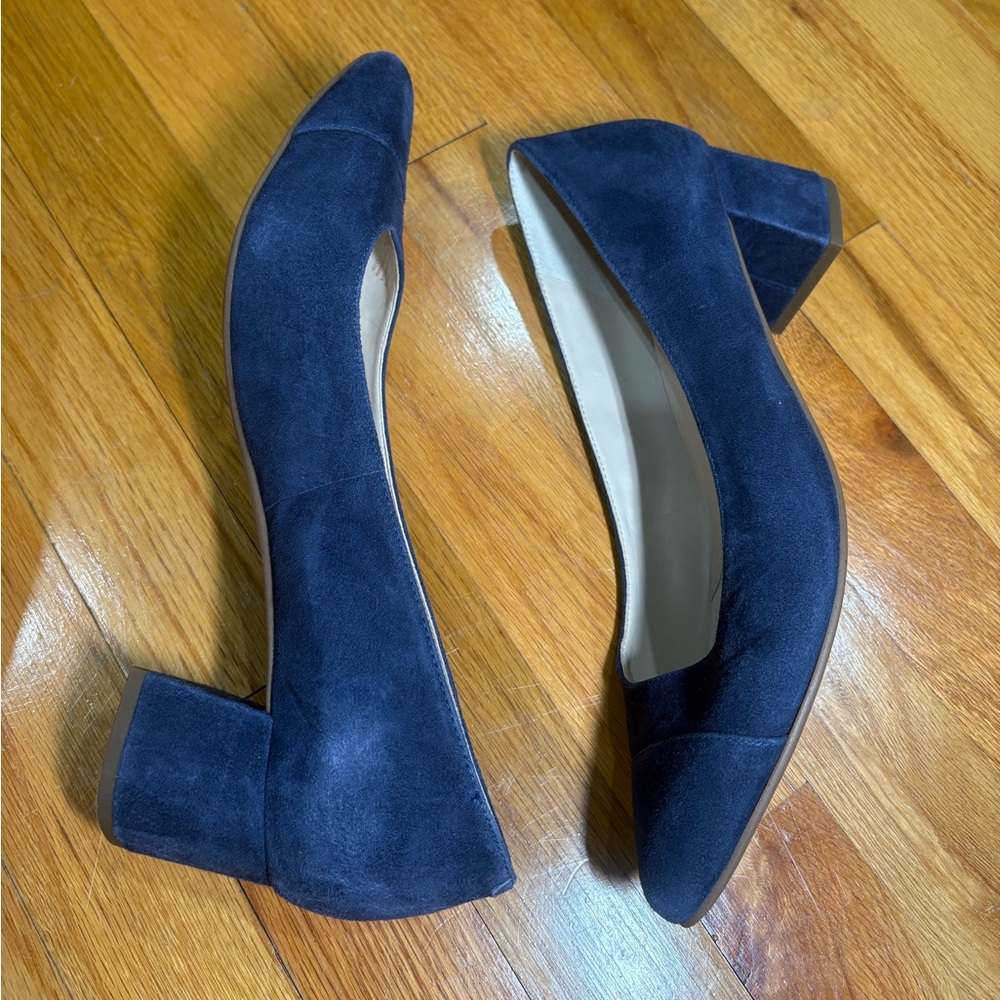 Cole Haan Grand.oS Alanna Blue suede Block Heels Size 9.5 - Picture 7 of 11